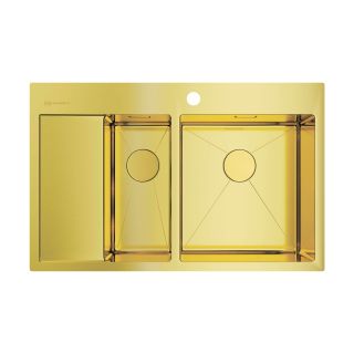 Мойка кухонная Omoikiri Akisame 78-2-LG-R нерж.сталь/светлое золото